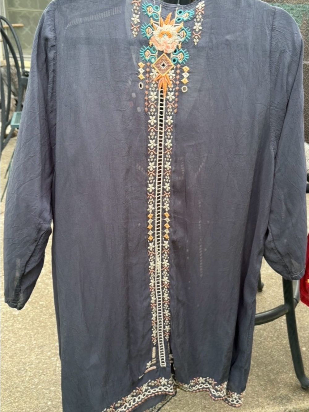 Johnny Was Bundle Embroidered V-Neck Tunics Gray and Rust - Picture 7 of 12